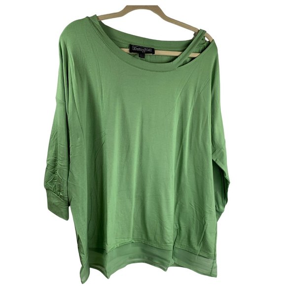 Brittany Humble Cold Shoulder Tunic Top 3/4 Sleeve Soft Olive Size 1X NWT - Picture 1 of 13